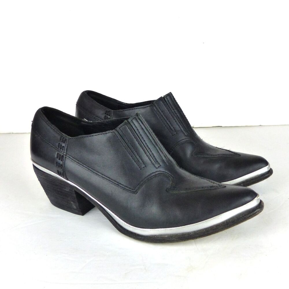 Theyskens Theory Ying Booties Womens 37 6.5 Black Leather Western Pointed Boho
